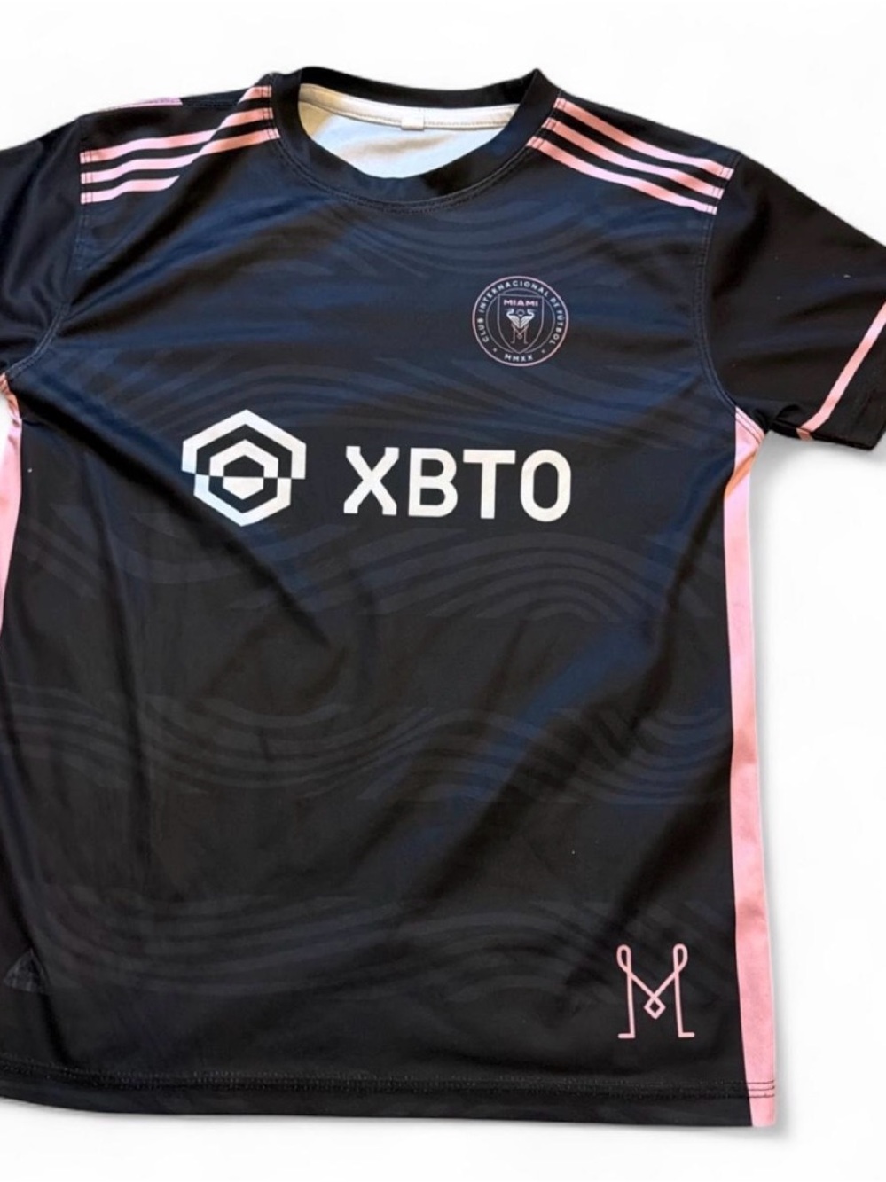 Kids Messi  XBTO Black Jersey with Pink Trim